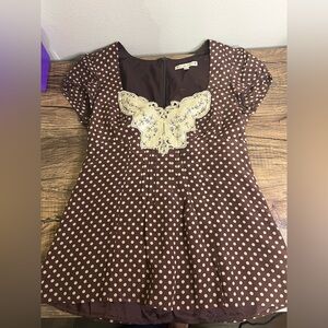 Nanette Lepore Polka Dot Butterfly Blouse – Size 4 – 100% Silk – Made in USA